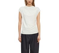 Rundhalsshirt COMMA, Damen, Gr. 40, weiß, Single Jersey, Obermaterial: 100% Viskose, unifarben, tailliert hüftbedeckend, Rundhals, Shirts Rundhalsshirt, Sommershirt - gerafft und aus reiner Viskose (2