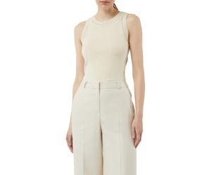 Rundhalsshirt COMMA, Damen, Gr. 44, beige (dune sand), Strick, Obermaterial: 50% Baumwolle, 50% Viskose, unifarben, regular fit taillenbedeckt, Rundhals, Shirts Rundhalsshirt, mit Strick Details (5118