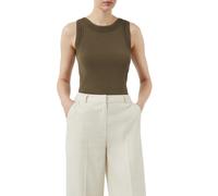 Rundhalsshirt COMMA, Damen, Gr. 44, deep jungle, Strick, Obermaterial: 50% Baumwolle, 50% Viskose, unifarben, regular fit taillenbedeckt, Rundhals, Shirts Rundhalsshirt, mit Strick Details (94119514-4