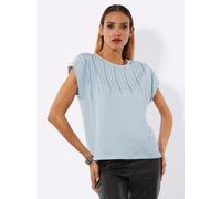 Rundhalsshirt CREATION L "Rundhals-Shirt", Damen, Gr. 46, blau (hellblau), 95% Viskose, 5% Elasthan, unifarben, Rundhals, Shirts Rundhalsshirt (10876112-46) hellblau