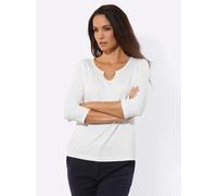 Rundhalsshirt CREATION L "Shirt", Damen, Gr. 36, ecru, 95% Viskose, 5% Elasthan, unifarben, Rundhals, Shirts Rundhalsshirt (40287914-36) ecru