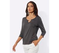 Rundhalsshirt CREATION L "Shirt", Damen, Gr. 36, graphit, 95% Viskose, 5% Elasthan, unifarben, Rundhals, Shirts Rundhalsshirt (86222916-36) graphit