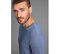 Rundhalsshirt DELMAO, Herren, Gr. L (52/54), jeansblau, Single Jersey, Obermaterial: 100% Baumwolle, bedruckt, slim fit, Rundhals, Shirts Rundhalsshirt, schmal geschnitten, mit Print, aus 100% Baumwol