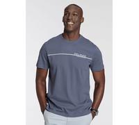 Rundhalsshirt DELMAO, Herren, Gr. S (44/46), blau (indigo blau), Single Jersey, Obermaterial: 100% Baumwolle, bedruckt, regular fit, Rundhals, abgesteppte Kante, Shirts Rundhalsshirt, Kurzarm, mit coo