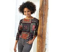 Rundhalsshirt "Druck-Shirt", Damen, Gr. 48, rot (schwarz, rosenholz, bedruckt), 100% Viskose, LINEA TESINI BY HEINE, bedruckt, gemustert, mehrfarbig, Rundhals, Shirts Rundhalsshirt (28523805-48) schwa