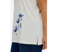 Rundhalsshirt ecru-tiefblau-bedruckt 44/46