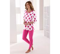 Rundhalsshirt FEEL GOOD "Longshirt", Damen, Gr. 36/38, pink (ecru, fuchsia), 95% Baumwolle, 5% Elasthan, gemustert, gepunktet, Shirts Rundhalsshirt (75997401-36) ecru, fuchsia