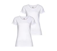 Rundhalsshirt FRUIT OF THE LOOM "Lady Fit Premium", Damen, Gr. S (36), weiß, Single Jersey, Obermaterial: 100% Baumwolle, unifarben, Basic, figurbetont, Rundhals, eingesetzt abgesteppte Kante, Shirts