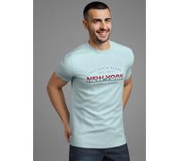 Rundhalsshirt H.I.S "Neue Kollektion", Herren, Gr. 5XL, blau (hellblau), Single Jersey, Obermaterial: 100% Baumwolle, bedruckt, regular fit, Rundhals, Shirts Rundhalsshirt, mit Print (58684749-5XL) he