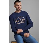 Rundhalsshirt H.I.S "Neue Kollektion", Herren, Gr. S (44/46), blau (marine), Single Jersey, Obermaterial: 100% Baumwolle, bedruckt, regular fit, Rundhals, Bündchen, Shirts Rundhalsshirt, mit Print (16