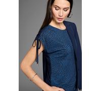 Rundhalsshirt HECHTER PARIS, Damen, Gr. 32/34, blau (blau, gemustert), Jersey, Obermaterial: 95% Viskose, 5% Elasthan, gemustert, figurumspielend hüftlang, U-Boot-Ausschnitt, Shirts Rundhalsshirt, mit