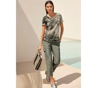 Rundhalsshirt HEINE "Druck-Shirt", Damen, Gr. 44, braun (schlamm, bedruckt), 50% Baumwolle, 50% Modal, bedruckt, gemustert, Rundhals, Shirts Rundhalsshirt (71662932-44) schlamm, bedruckt