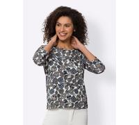 Rundhalsshirt HEINE "Druck-Shirt", Damen, Gr. 44, grau (grau, hellgrau, bedruckt), 95% Baumwolle, 5% Elasthan, bedruckt, gemustert, mehrfarbig, Rundhals, Shirts Rundhalsshirt (39667121-44) grau, hellg