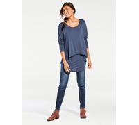 Rundhalsshirt HEINE "Rundhals-Shirt", Damen, Gr. 34, blau (jeansblau), 95% Viskose, 5% Elasthan, unifarben, Rundhals, Shirts Rundhalsshirt (28911156-34) jeansblau