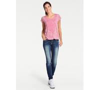 Rundhalsshirt HEINE "Rundhals-Shirt", Damen, Gr. 40, lila (himbeere), 50% Polyester, 50% Viskose, unifarben, Rundhals, Shirts Rundhalsshirt (40880210-40) himbeere