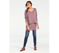 Rundhalsshirt HEINE "Rundhals-Shirt", Damen, Gr. 46, rot (rosenholz), 95% Viskose, 5% Elasthan, unifarben, Rundhals, Shirts Rundhalsshirt (73368566-46) rosenholz