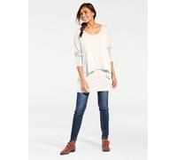 Rundhalsshirt HEINE "Rundhals-Shirt", Damen, Gr. 48, beige (creme), 95% Viskose, 5% Elasthan, unifarben, Rundhals, Shirts Rundhalsshirt (82317510-48) creme