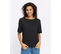 Rundhalsshirt HEINE "Shirt", Damen, Gr. 34, schwarz, 50% Baumwolle, 50% Polyester, unifarben, Rundhals, Shirts Rundhalsshirt (71855932-34) schwarz