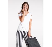 Rundhalsshirt HEINE "Shirt", Damen, Gr. 40, weiß, 95% Viskose, 5% Elasthan, unifarben, Rundhals, Shirts Rundhalsshirt (81048100-40) weiß