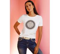Rundhalsshirt HEINE "Shirt", Damen, Gr. 46, beige (ecru), 95% Baumwolle, 5% Elasthan, unifarben, Rundhals, Shirts Rundhalsshirt (63278223-46) ecru