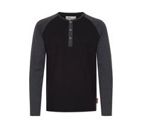 Indicode Winston Herren Longsleeve Langarmshirt Shirt Mit Grandad-Ausschnitt, Größe:L, Farbe:Black - Charcoal (9992)