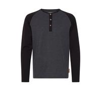 Indicode Winston Herren Longsleeve Langarmshirt Shirt Mit Grandad-Ausschnitt, Größe:XL, Farbe:Charcoal - Black (9994)