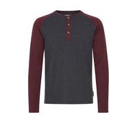 Indicode Winston Herren Longsleeve mit Grandad- Ausschnitt aus hochwertiger Baumwollmischung in Melange-Optik, Größe:XL, Farbe:Charcoal - Wine (9993)