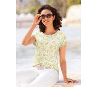 Rundhalsshirt INSPIRATIONEN "Druck-Shirt", Damen, Gr. 40, gelb (ecru, zitrone, bedruckt), 100% Baumwolle, geblümt, gemustert, Rundhals, Shirts Rundhalsshirt (75476440-40) ecru, zitrone, bedruckt