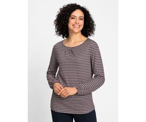 Rundhalsshirt INSPIRATIONEN "Druck-Shirt", Damen, Gr. 40, grau (burgund, anthrazit, bedruckt), 50% Baumwolle, 50% Modal, bedruckt, gemustert, mehrfarbig, Rundhals, Shirts Rundhalsshirt (91569269-40) b