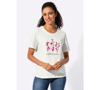 Rundhalsshirt INSPIRATIONEN "Kurzarm-Shirt", Damen, Gr. 38, weiß (ecru, erdbeere, bedruckt), 100% Baumwolle, bedruckt, gemustert, mehrfarbig, unifarben, Rundhals, Shirts Rundhalsshirt (95220049-38) ec
