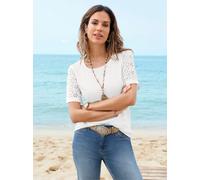 Rundhalsshirt INSPIRATIONEN "Kurzarm-Shirt", Damen, Gr. 52, ecru, 100% Baumwolle, unifarben, Rundhals, Shirts Rundhalsshirt (62904467-52) ecru