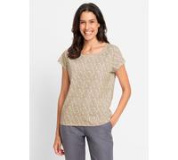 Rundhalsshirt INSPIRATIONEN "Rundhals-Shirt", Damen, Gr. 48, beige (beige, ecru, bedruckt), 100% Baumwolle, bedruckt, gemustert, mehrfarbig, Rundhals, Shirts Rundhalsshirt (73013745-48) beige, ecru, b