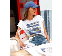 Rundhalsshirt INSPIRATIONEN "Shirt", Damen, Gr. 44, weiß, 50% Baumwolle, 50% Modal, bedruckt, gemustert, mehrfarbig, Rundhals, Shirts Rundhalsshirt (82068430-44) weiß