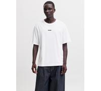 Rundhalsshirt JACK & JONES "JCOCLUB BACK SCRIPT TEE SS CREW NECK SN", Herren, Gr. XL, weiß (hellweiß), Jersey, Obermaterial: 100% Baumwolle, bedruckt, relaxed fit normal, Rundhals, Shirts Rundhalsshir