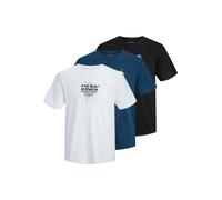 Rundhalsshirt JACK & JONES "JCOCONDOR TEE SS CREW NECK 3PK MP", Damen, Gr. XS, weiß (hellweiß pack:w schwarz, titan), Jersey, Obermaterial: 100% Baumwolle, bedruckt, normal, Rundhals, Shirts Rundhalss
