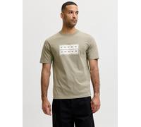 Rundhalsshirt JACK & JONES "JCOFUSION BOX PRINT TEE SS CN SN", Herren, Gr. M, vetiver, Jersey, Obermaterial: 100% Baumwolle, bedruckt, regular fit normal, Rundhals, Shirts Rundhalsshirt, Baumwolle, re