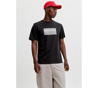 Rundhalsshirt JACK & JONES "JCOFUSION BOX PRINT TEE SS CN SN", Herren, Gr. XL, schwarz, Jersey, Obermaterial: 100% Baumwolle, bedruckt, regular fit normal, Rundhals, Shirts Rundhalsshirt, Baumwolle, r