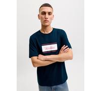 Rundhalsshirt JACK & JONES "JJBUSTER TEE SS CREW NECK BTS", Herren, Gr. XL, navy blazer, Jersey, Obermaterial: 100% Baumwolle, normal, Rundhals, Shirts Rundhalsshirt, aus Baumwolle, normale Passform,
