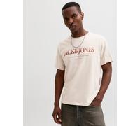 Rundhalsshirt JACK & JONES "JJDEVIN DAYTONA PRINT TEE SS CREW NECK", Herren, Gr. L, moonbeam, Jersey, Obermaterial: 100% Baumwolle, bedruckt, regular fit normal, Rundhals, Shirts Rundhalsshirt (611907