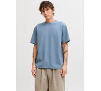 Rundhalsshirt JACK & JONES "JJEAUSTIN TEE SS NOOS", Herren, Gr. S, blau mirage, Single Jersey, Obermaterial: 58% Polyester, 40% Baumwolle, 2% Elasthan, unifarben, relaxed fit normal, Rundhals, Shirts