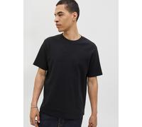 Rundhalsshirt JACK & JONES "JJEAUSTIN TEE SS NOOS", Herren, Gr. XL, schwarz, Single Jersey, Obermaterial: 98% Polyester, 2% Elasthan, unifarben, relaxed fit normal, Rundhals, Shirts Rundhalsshirt, Mat