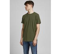 Rundhalsshirt JACK & JONES "JJEBASHER TEE O-NECK SS NOOS", Herren, Gr. XS, grün (forest night), Jersey, Obermaterial: 100% Baumwolle, unifarben, regular fit taillenbedeckt, Rundhals, gerader Abschluss