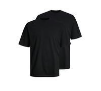 Rundhalsshirt JACK & JONES "JJEBRADLEY TEE SS O-NECK 2PK MP NOOS", Herren, Gr. L, schwarz (schwarz pack:with schwarz), Single Jersey, Obermaterial: 100% Baumwolle, unifarben, relaxed fit normal, Rundh