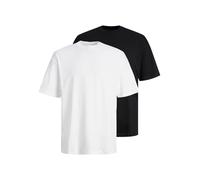 Rundhalsshirt JACK & JONES "JJEBRADLEY TEE SS O-NECK 2PK MP NOOS", Herren, Gr. XXL, schwarz, Single Jersey, Obermaterial: 100% Baumwolle, unifarben, weit normal, Rundhals, Shirts (43183100-XXL) schwar