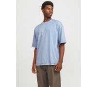 Rundhalsshirt JACK & JONES "JJECHARGE FADED TEE O-NECK NOOS", Herren, Gr. M, blau (chambray blau), Jersey, Obermaterial: 100% Baumwolle, unifarben, oversize taillenbedeckt, Rundhals, gerader Abschluss