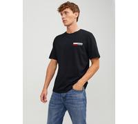 Rundhalsshirt JACK & JONES "JJECORP LOGO TEE PLAY SS O-NECK NOOS", Herren, Gr. M, schwarz, Single Jersey, Obermaterial: 100% Baumwolle, bedruckt, normal normal, Rundhals, Shirts Rundhalsshirt (3414080