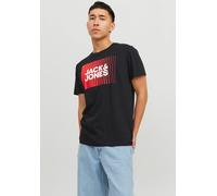 Rundhalsshirt JACK & JONES "JJECORP LOGO TEE PLAY SS O-NECK NOOS", Herren, Gr. S, schwarz, Single Jersey, Obermaterial: 100% Baumwolle, bedruckt, normal normal, Rundhals, Shirts (84165731-S) schwarz