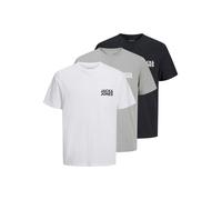 Rundhalsshirt JACK & JONES "JJECORP LOGO TEE SS O-NECK 3PK MP NOOS", Herren, Gr. S, ultimate grau pack:ultimate grau (small logo), weiß (small logo), schwarz (small logo), Jersey, Obermaterial: 100% B