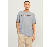 Rundhalsshirt JACK & JONES "JJECORP OLD LOGO TEE SS O-NECK NOOS", Herren, Gr. XS, grau (light grau melange detail:slim fit, melange), Jersey, Obermaterial: 100% Baumwolle, meliert, regular fit normal,
