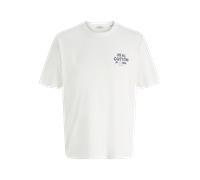 Rundhalsshirt JACK & JONES "JJEDOVER GRAPHIC TEE SS CREW NECK SN", Herren, Gr. M, weiß (cloud dancer), Jersey, Obermaterial: 100% Baumwolle, bedruckt, relaxed fit normal, Rundhals, Shirts Rundhalsshir